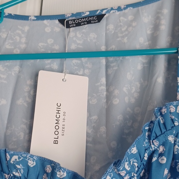 Bloomchic Blue White Floral Midi Sundress Size 12 - Picture 2 of 2